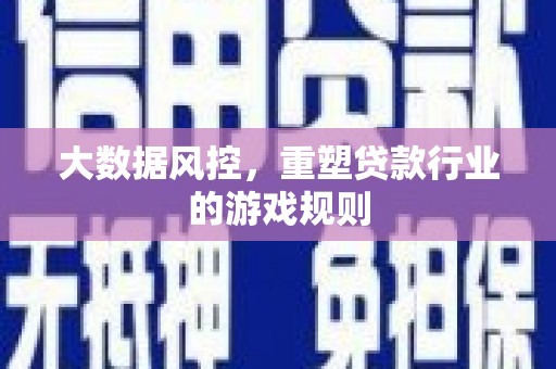 顺义大数据风控，重塑贷款行业的游戏规则