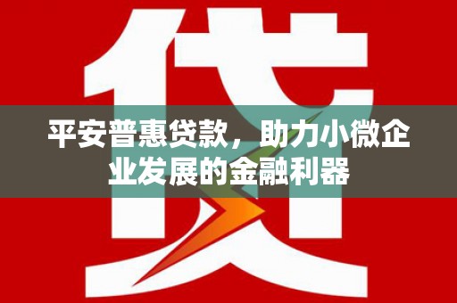 顺义平安普惠贷款，助力小微企业发展的金融利器