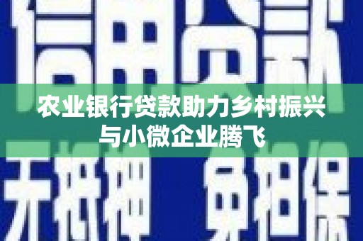 顺义农业银行贷款助力乡村振兴与小微企业腾飞